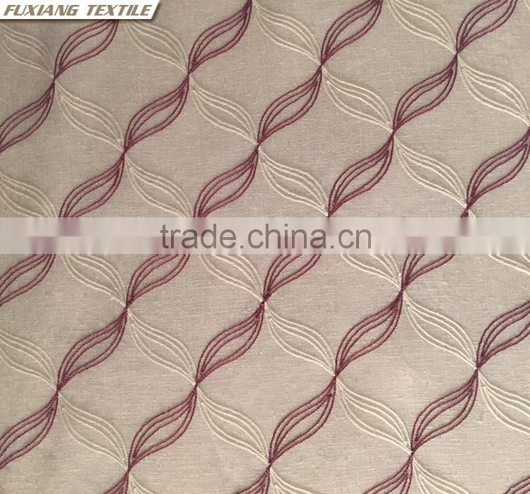 100% Polyester taffea geometric embroidered window curtain fabric