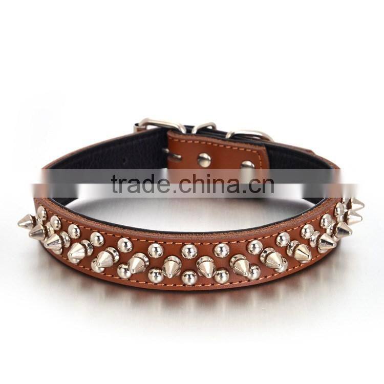 Alloy fittings litchi grain dog collars bullet nail pet collar