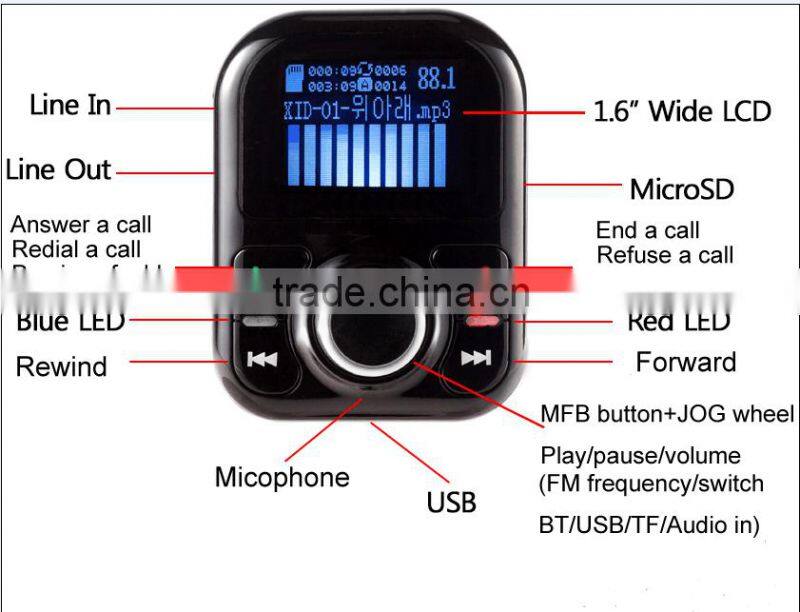bluetooth car mp3 player fm transmitter for any car