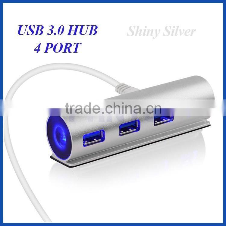 Aluminium housing 5Gbps 4port USB 3.0 hub with LED light for Macbook