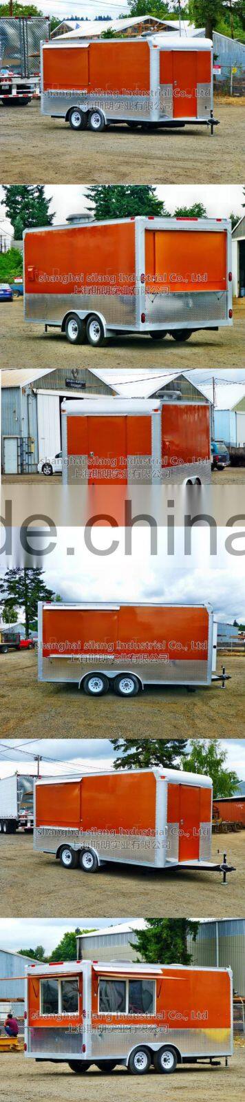 Orange biaxial traction diner food truck for sale mobile food truck mobile food trailer fast food mobile kitchen trailer for sal
