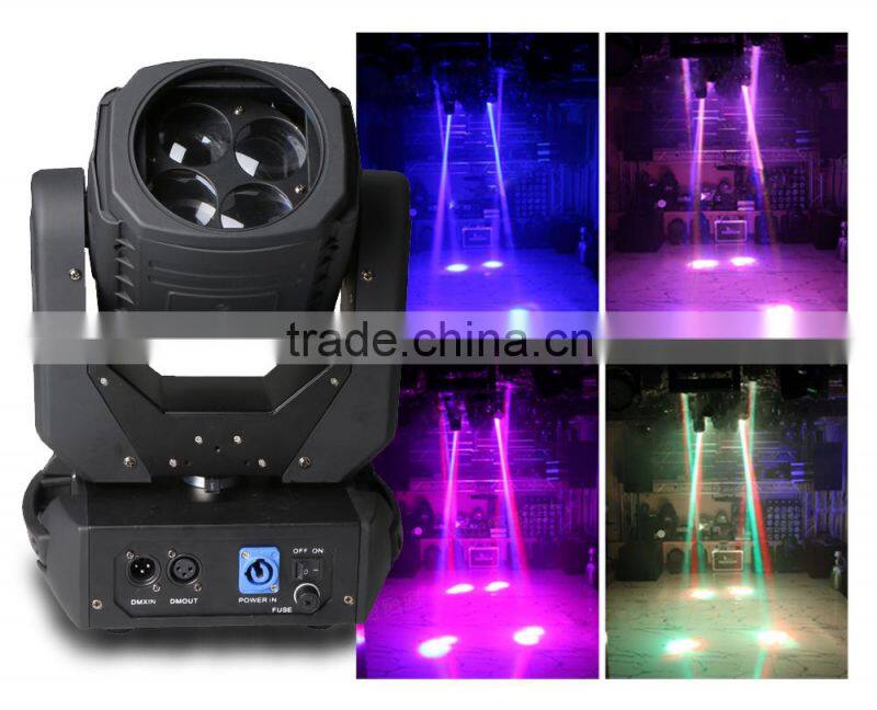 New design and high performance 4*25W super beam sharply moving head light for chritmas lighting