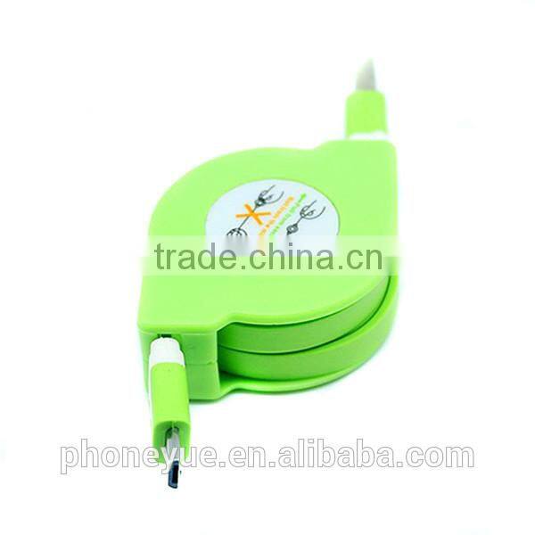 colorful flat logo custom micro retractable usb charging cable