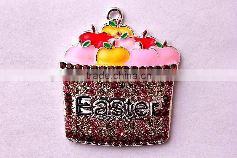 Factory Direct AAA Quality Fashion Easter Alloy hat rhinestone charming crystal pendants for kids jewelry making!!