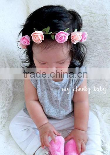 Hot-sales Baby flower Headband Toddler summer flet flower Headband kids flower elastic headband wh-1753
