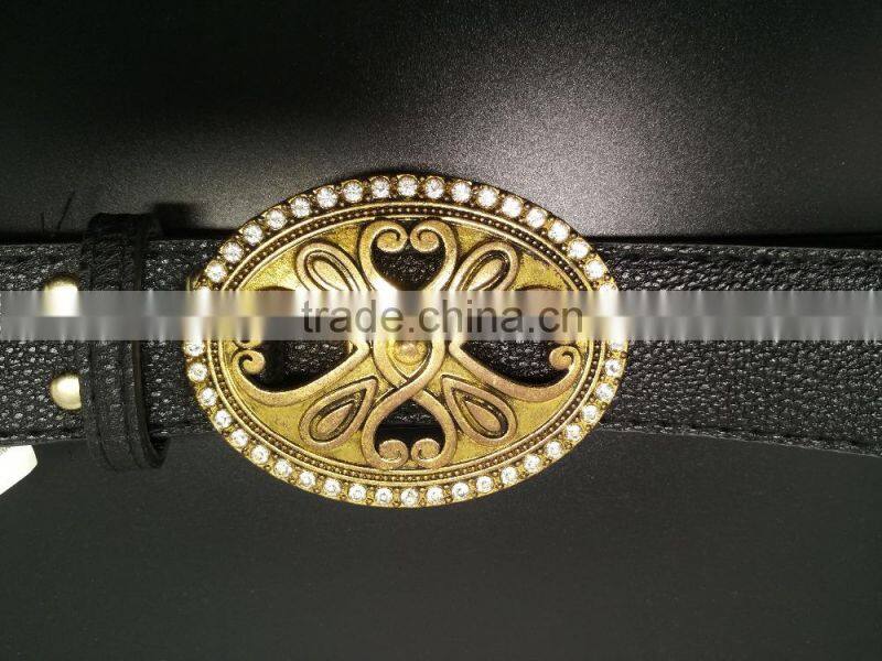 RHINESTONE BUCKLE fake leather customized style