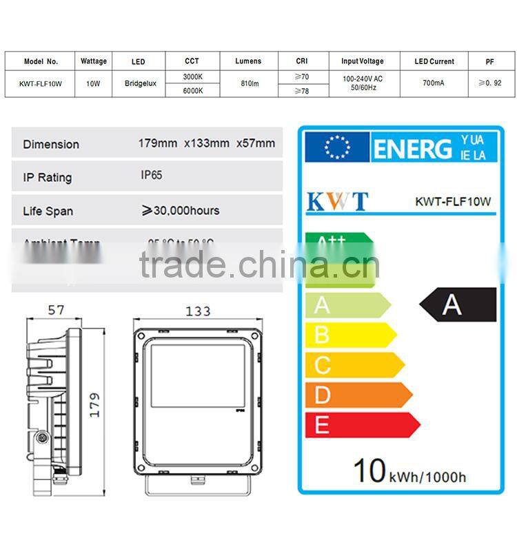 High power 10w 900lm led flood light