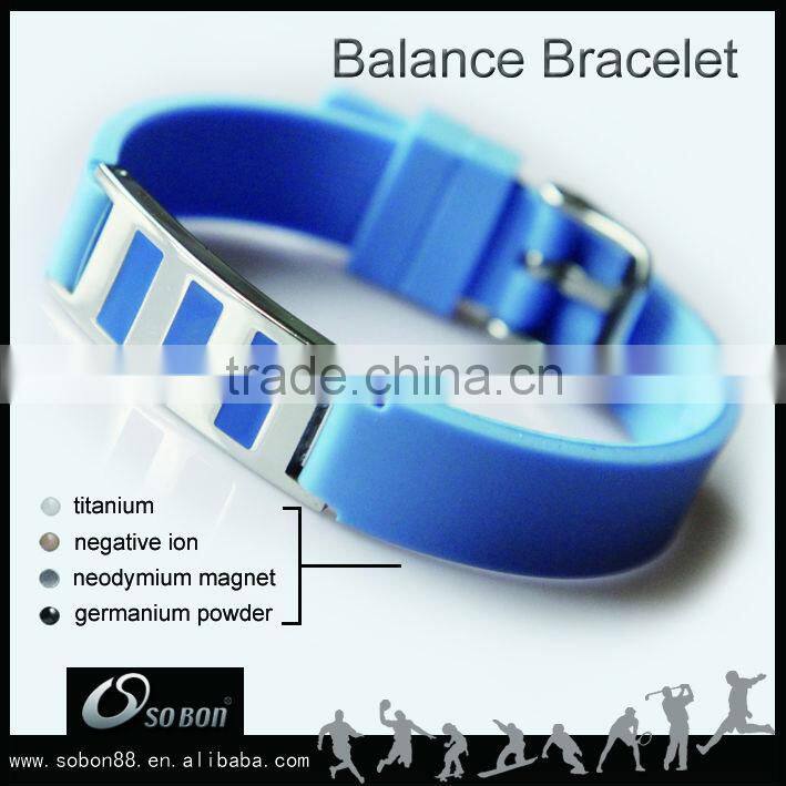 silicone titanium health bracelet with metal clasp laser engraving