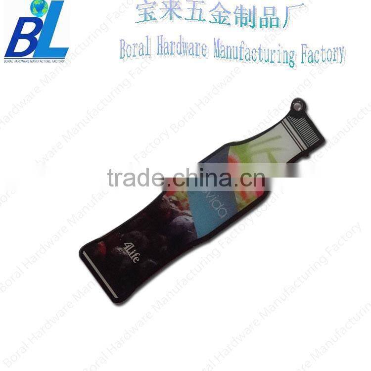 Bottle shaped printed metal mobile phone hanging decoration
