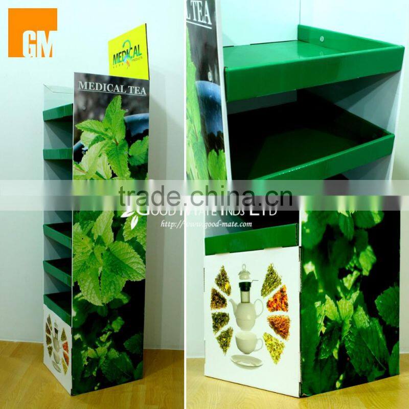 Pharmacy Floor Display Stand Cardboard Display Shelf Rack