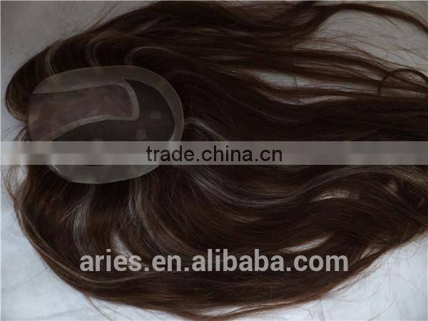 silk top and pu around the toupee, afro curl men toupee natural hairline