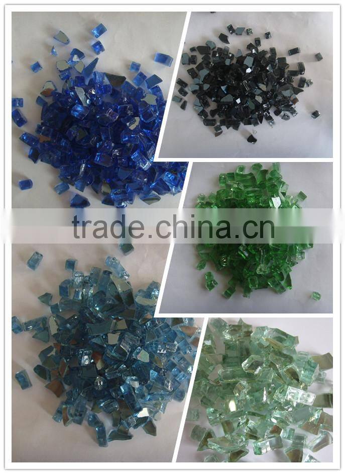 Ocean blue diamond shape fire pit glass gem stone