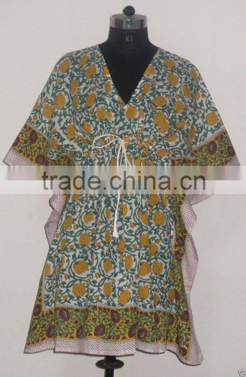 Women Fashionable Kaftan Designer Sexy Girls Wear Poncho Indian Handmade Block Printed Caftan Girls Top Casual Wear Dress