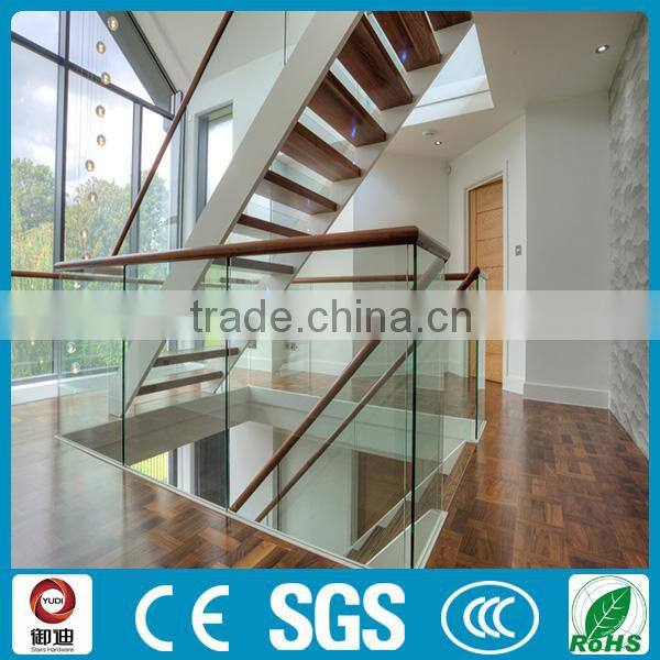 decorative residential steel wood straight staircase