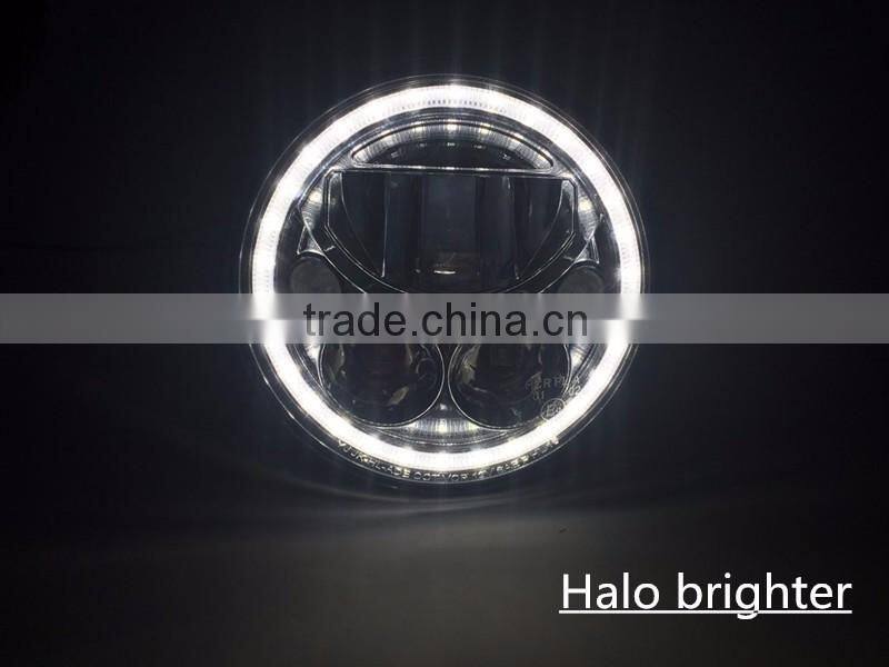 7" Round Chrome Full LED Halo Projector Headlights Lamps Wrangler TJ, JK, CJ, Harley Motorcycle bike