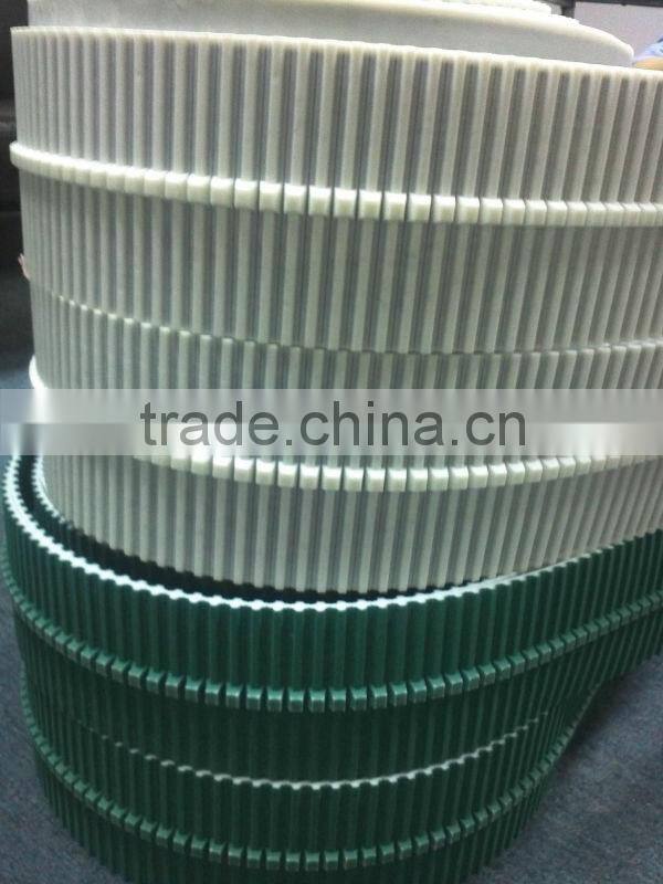 PU timing belt with green fabric on teeth side