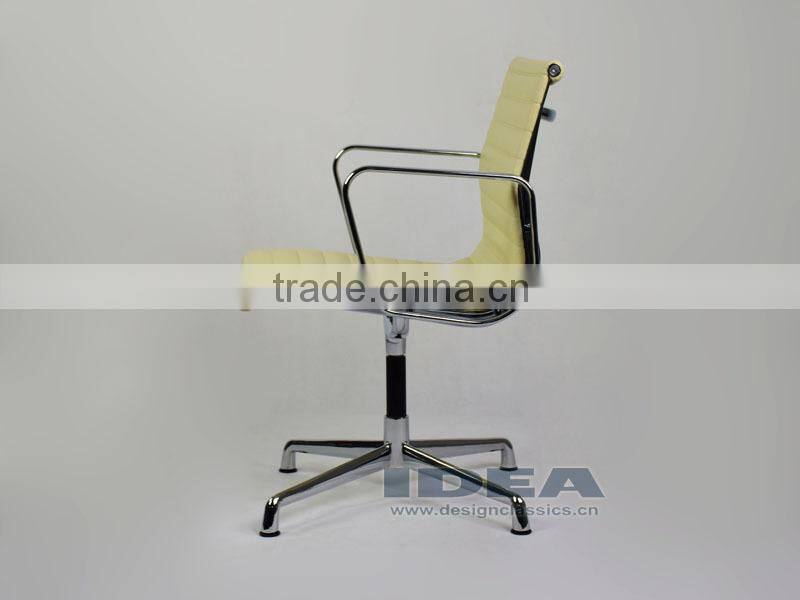 Replica Charles Low Back Ribbed meeting Chair - Cream White Color Genuine Leather