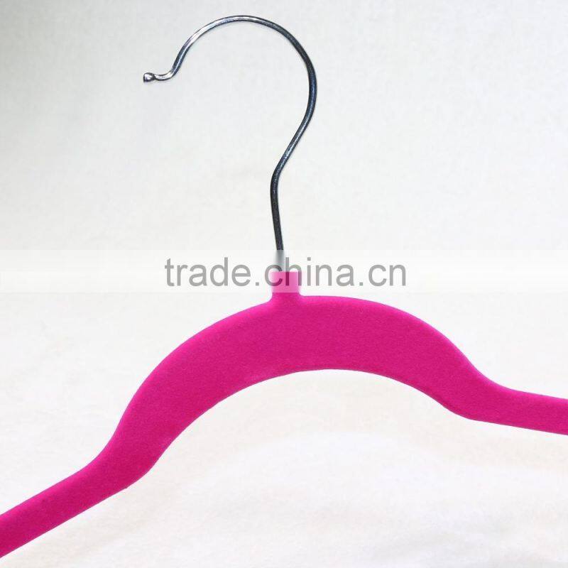 Non-slip purple velvet hanger /plastic clothes hanger covered velvet