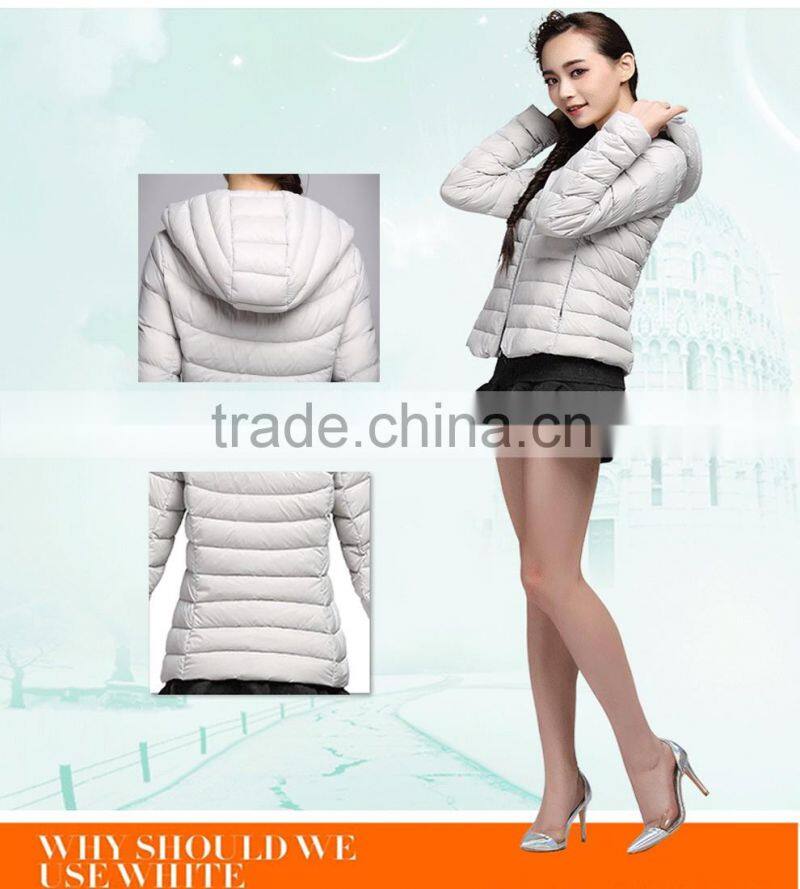 2015 sexy women slim hooded thin down coats