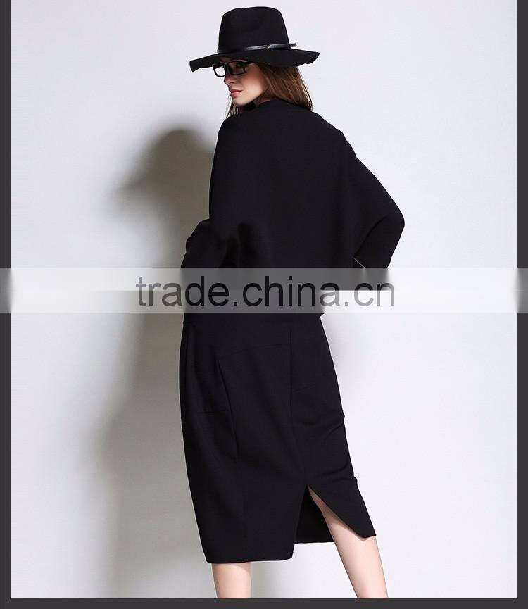 Women's Cropped Hangover Hoodie Long Sleeve Top Short Style Open Zipper Sweater Jacket Black Solid