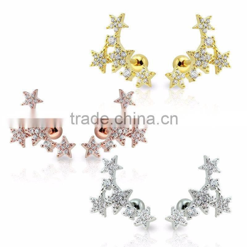 CZ Ear Cartilage Cuff Helix Tragus Earring Barbell