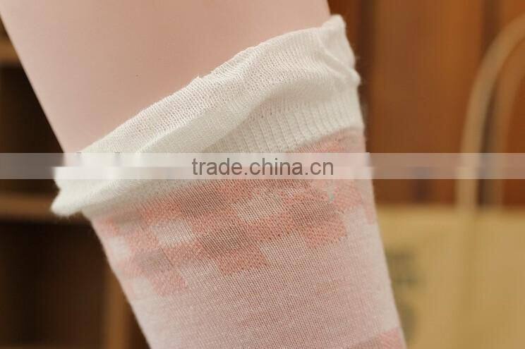 ladies floral jacquard socks with small white lace bow sweet and elegant style