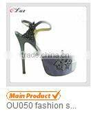 O6 Wholesale fashion winter ladies knee high long boots calf skin and fine elastic leather ladies boots