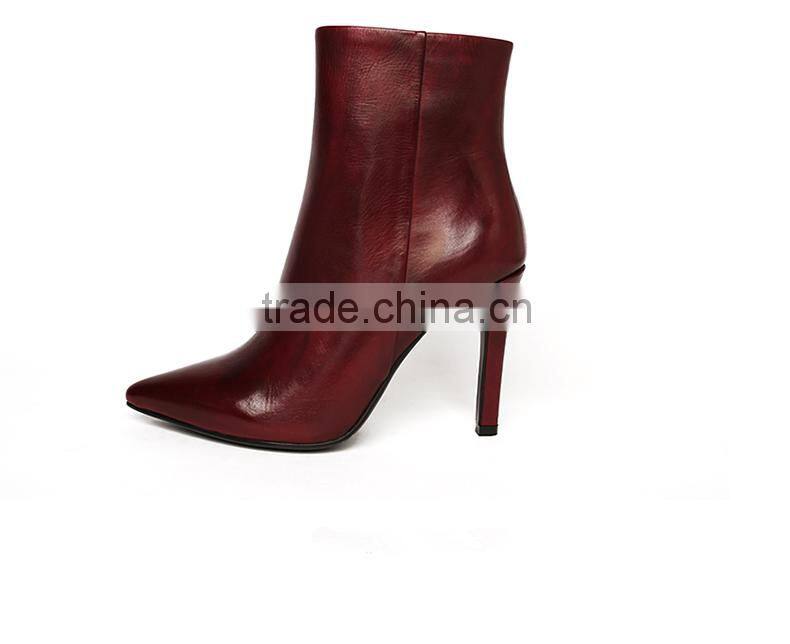 OlZB26 pretty mature genuine leather boots heel china wholesale ladies ankle boots with rubber outsole shoes