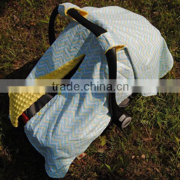 Super Soft 100% Cotton Minky Cotton Car Seat Canopy Yellow Baby Car Seat Tent