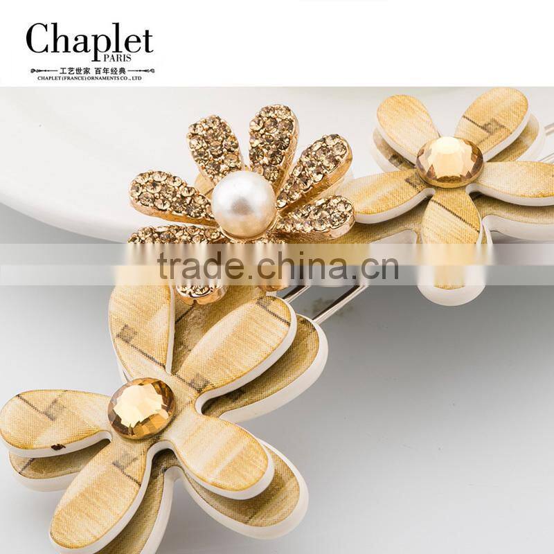 Cellulose acetate children flowers and alloy crystal decorative hairpins
