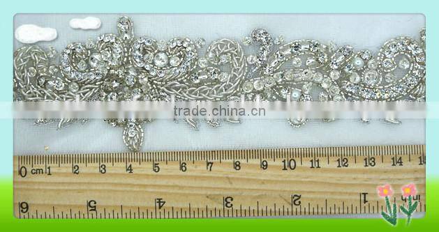 Garment accessory beaded trims on mesh for dress