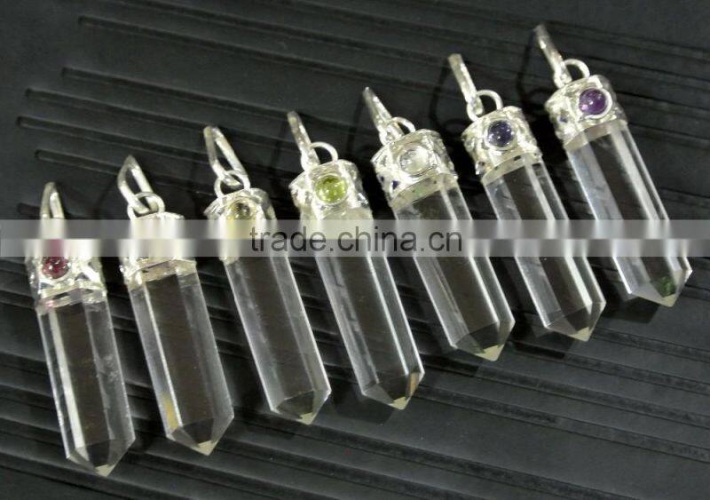 LABRADORITE 7 CHAKRA POINT PENDANT SET : CHAKRA CABACHONE PENDANT POINT SET : CHAKRA PENDANT