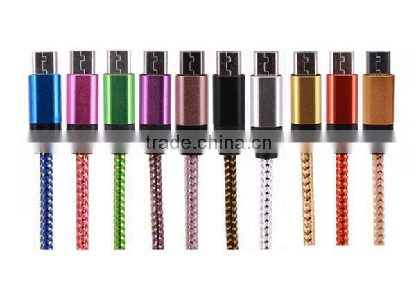 1M 3ft 2M 6ft 3M New cable Wave Braided Aluminum USB Charger Cable Nylon Micro Data Alloy Metal Charger AdapterWire for Samsung