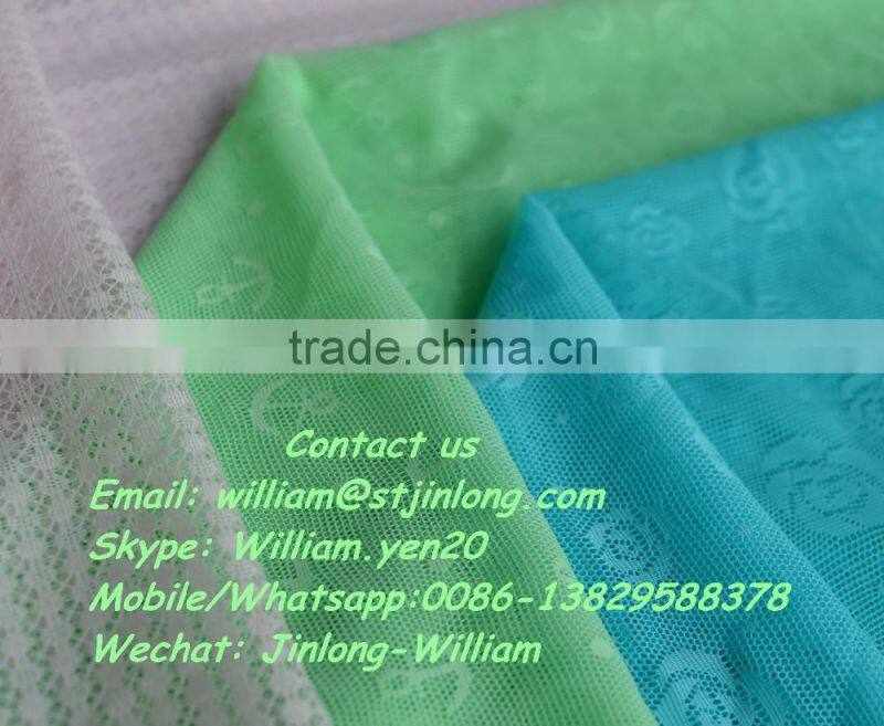 Warp knit lingerie use plaid pattern nylon spandex mesh jacquard fabric