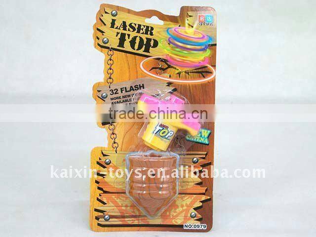 1092575 wood natural colour plastic spinng top with light and music