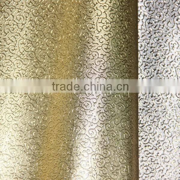 PVC leather for box cover surface printing metallic color with fashion design