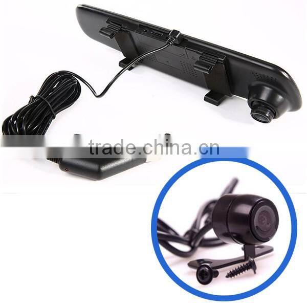 Promotion Dual Lens 1080P 4.3inch rearview mirror DVR camera with Two Lens