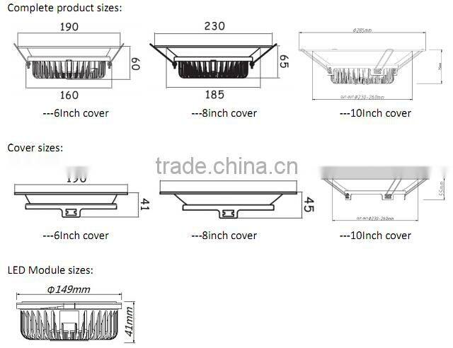 Singapore ,18W, 6inch or 8inch or 10inch cover, Emergency LED Downlight Fitting with Samsung LEDs, Dimming detachable downlight