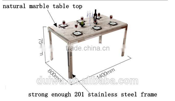 Strong enough 201 stainless steel base marble table modern furniture