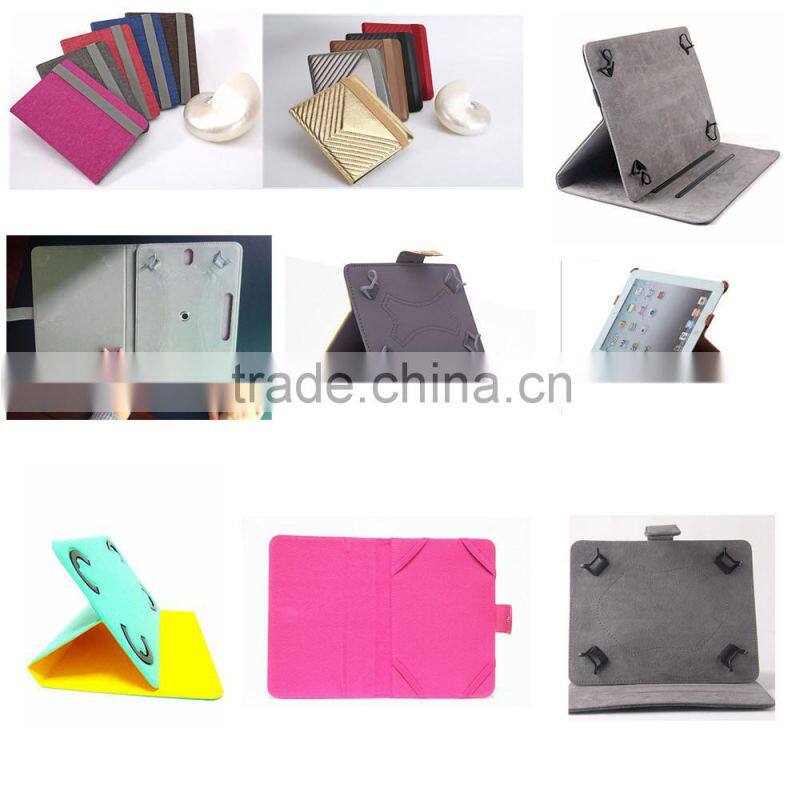 Two side silicone leather three folder rotating stand leather case for tablet pc