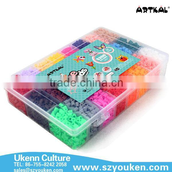 mid S-5MM 5200 pcs fuse perler beads/box, 24colors ironing paper jewelry set