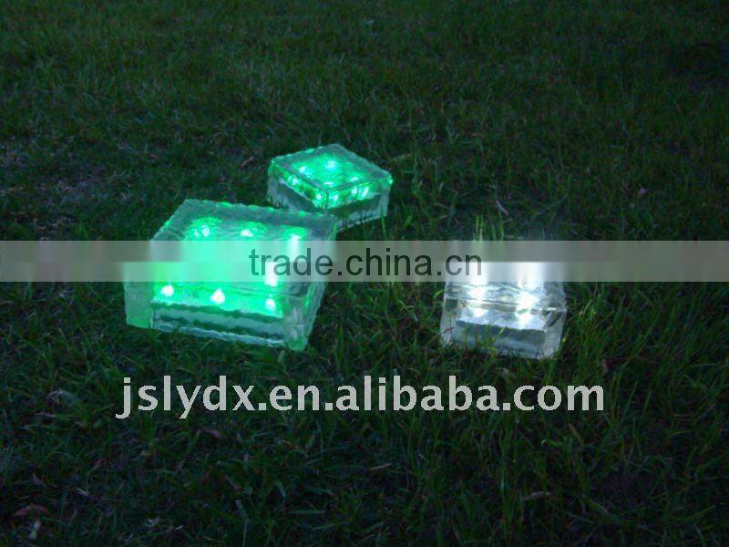 High quality !!! LED solar ice glass brick light(10*10*5)cm)