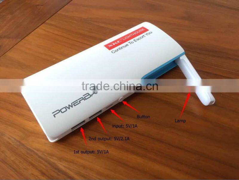 Private Model Mobile Charger Universal Portable Patent Lighthouse Power Bank 10000mAh for Blackberry phone