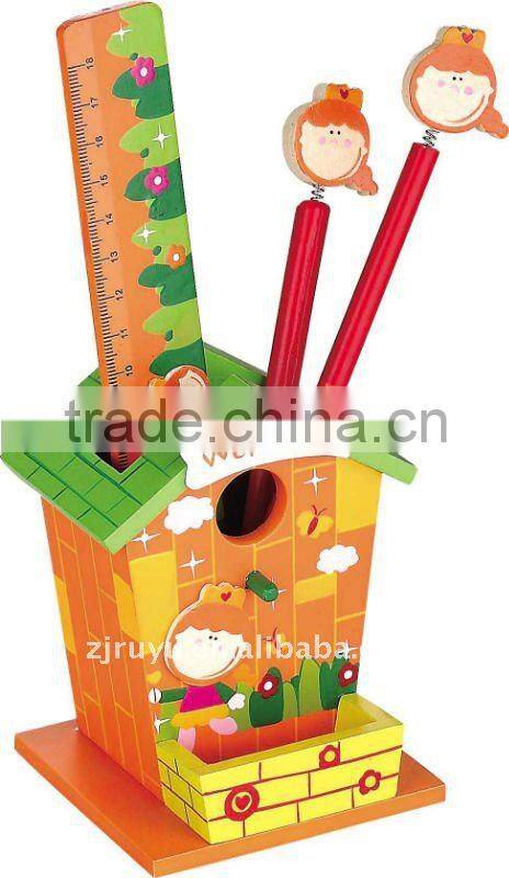 wooden pencil holder