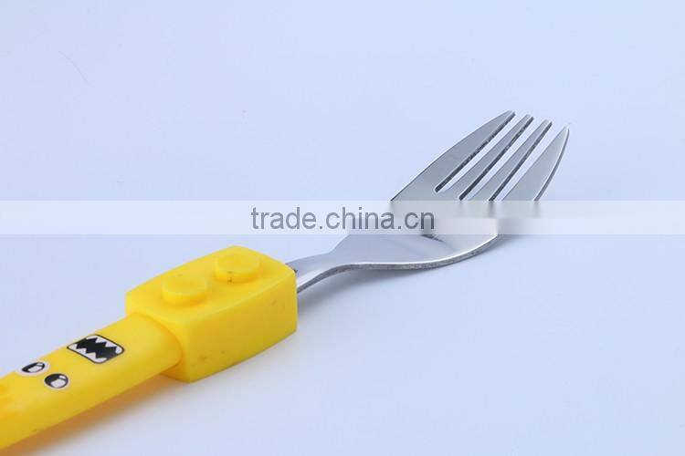 Adorable children's cartoon fork knife and spoon , china cutlery set
