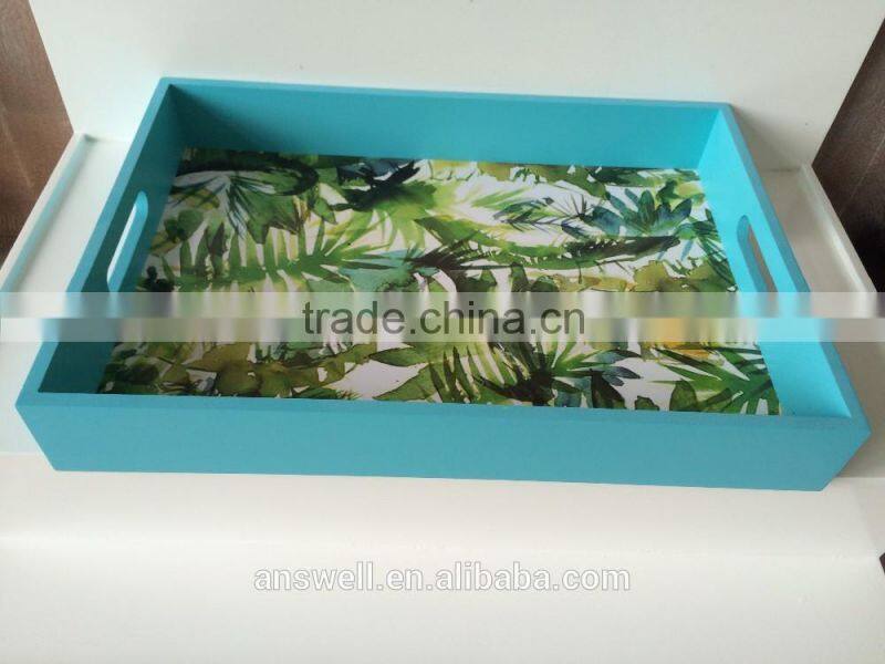 colored discount handmade green plant discorative wooden tray