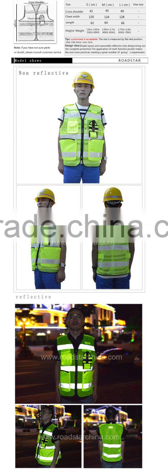 hi viz reflective safety vest with pockets