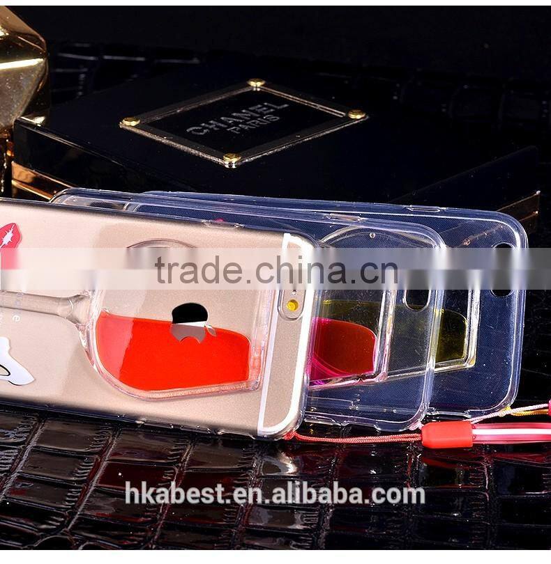 3D liquid wine glass with stand phone case for iphone