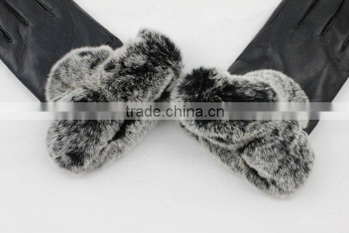 2015 new season special rex rabbit fur leather gloves for lady