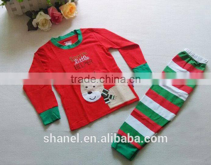 new arrival 2015 Christmas/New Year boys stripe cotton suits two-pieces cotton sets